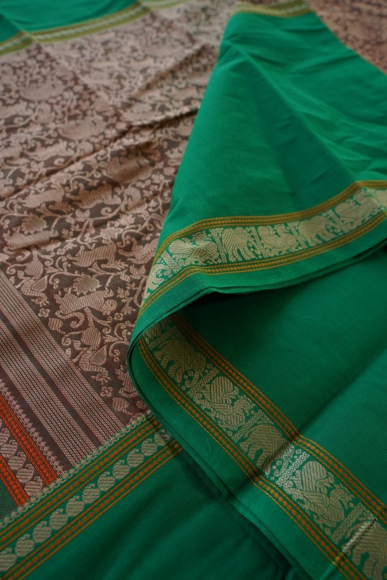 3 part Vanasingaram Kanchi handloom Cotton saree PC1629 freeshipping - Parijat Collections