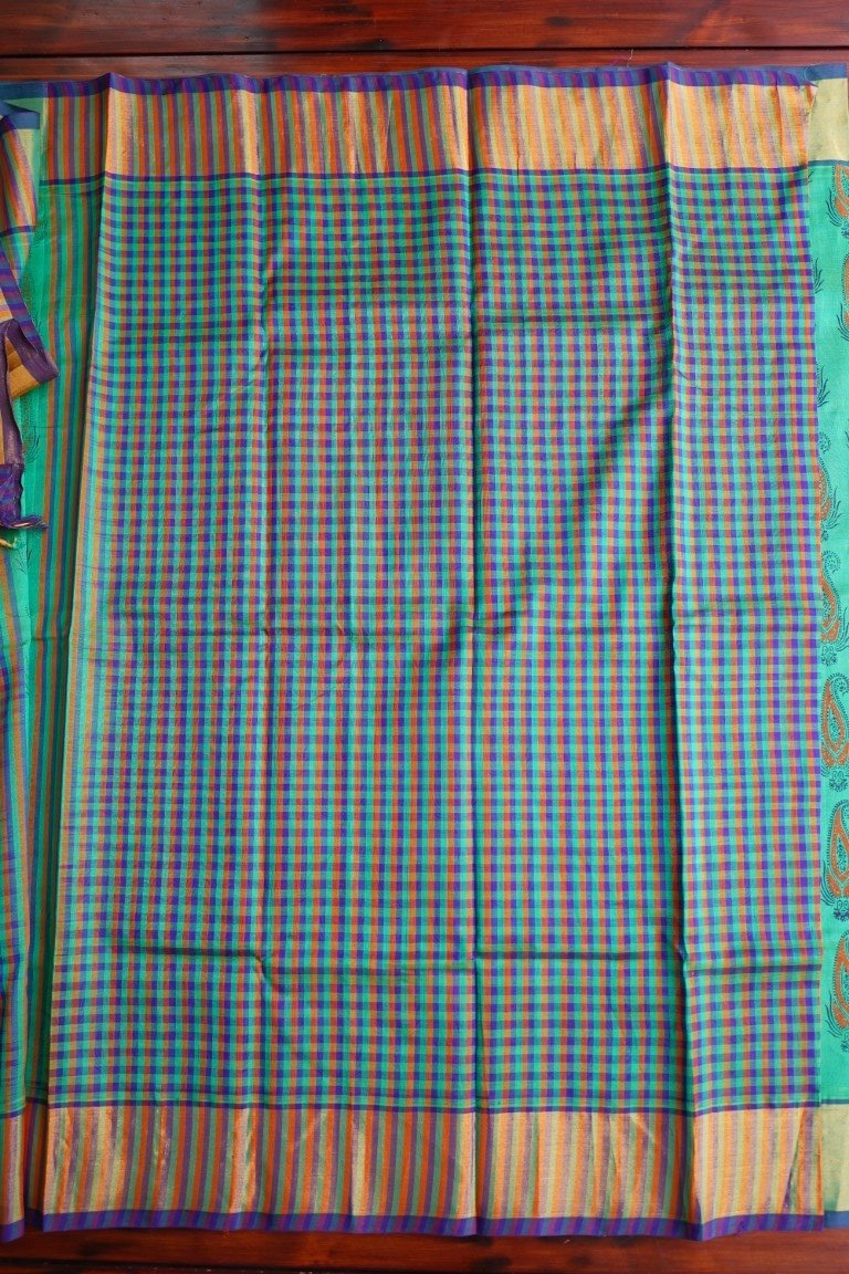 Block Printed Kanchi Silk Cotton Saree PC3867 freeshipping - Parijat Collections