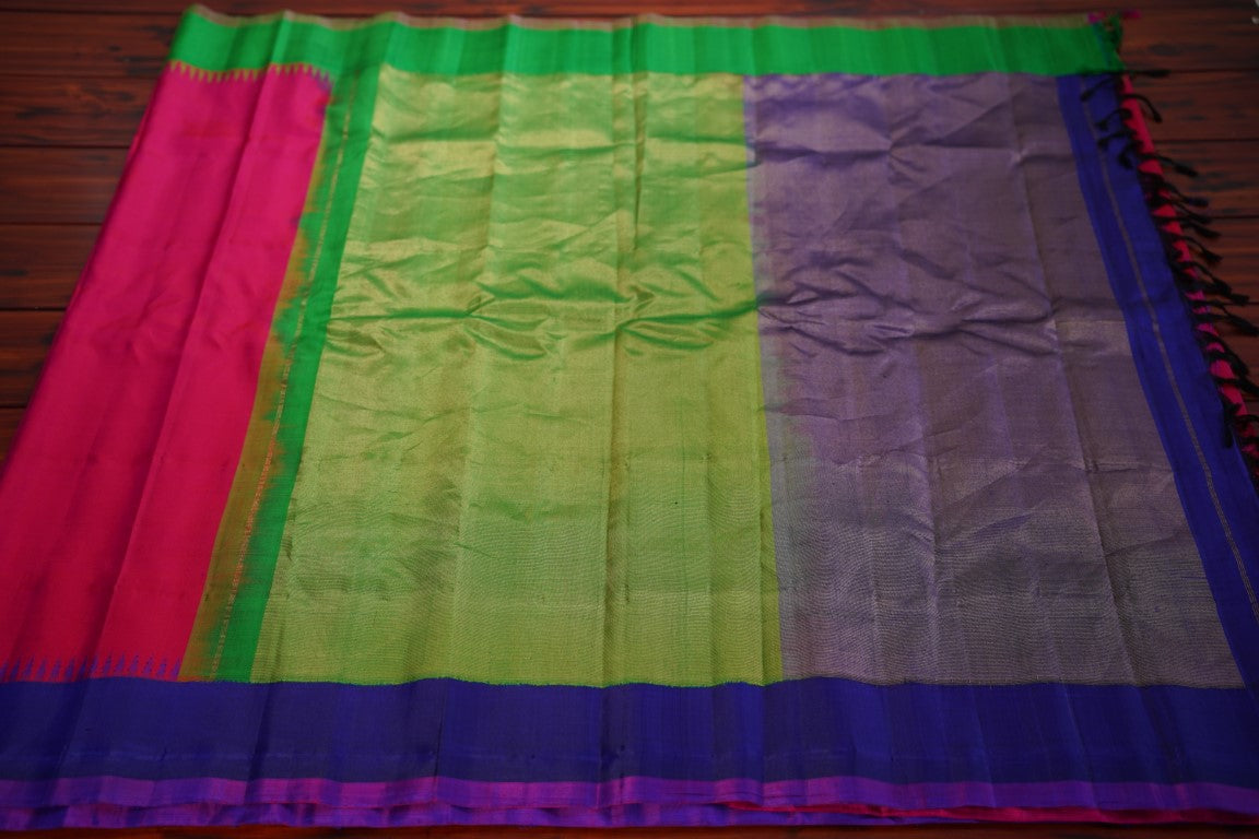 Gadwal Silk Saree Ganga Jamuna Border  PC6247 freeshipping - Parijat Collections