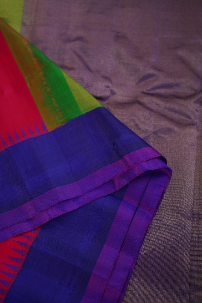 Gadwal Silk Saree Ganga Jamuna Border  PC6247 freeshipping - Parijat Collections