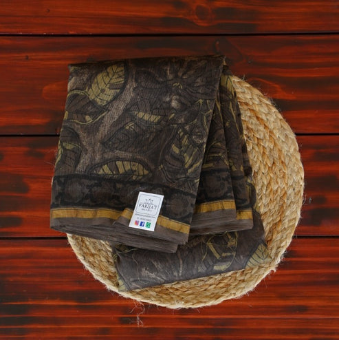 Black - Block Printed Chanderi Silk Handloom Ajrakh Dupatta 20