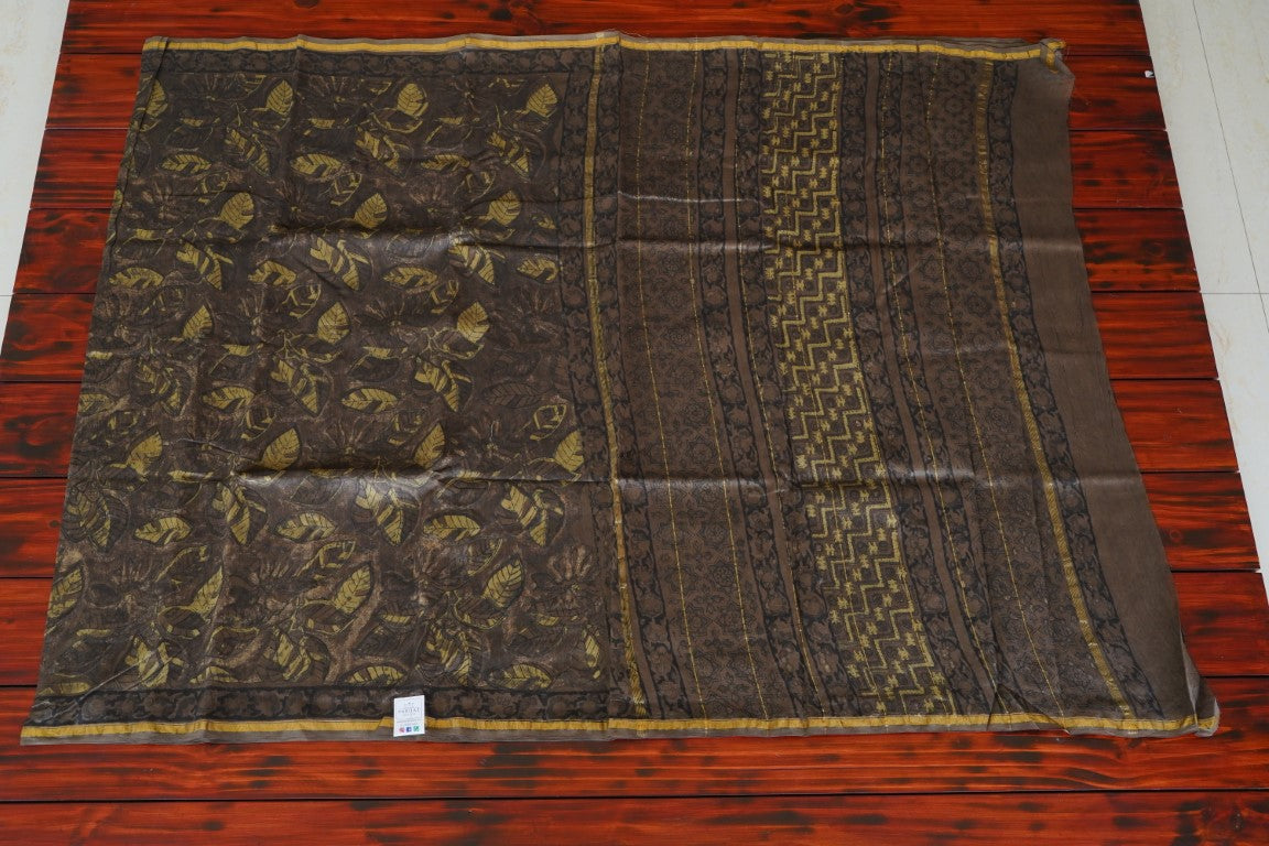 Ajrakh Block Printed Chanderi handloom Silk Cotton Saree PC1910-Silk Cotton Sarees-Parijat Collections