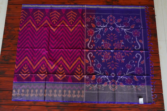Purple Ikat Handloom Silk Cotton Saree PC1504-Silk Cotton Sarees-Parijat Collections