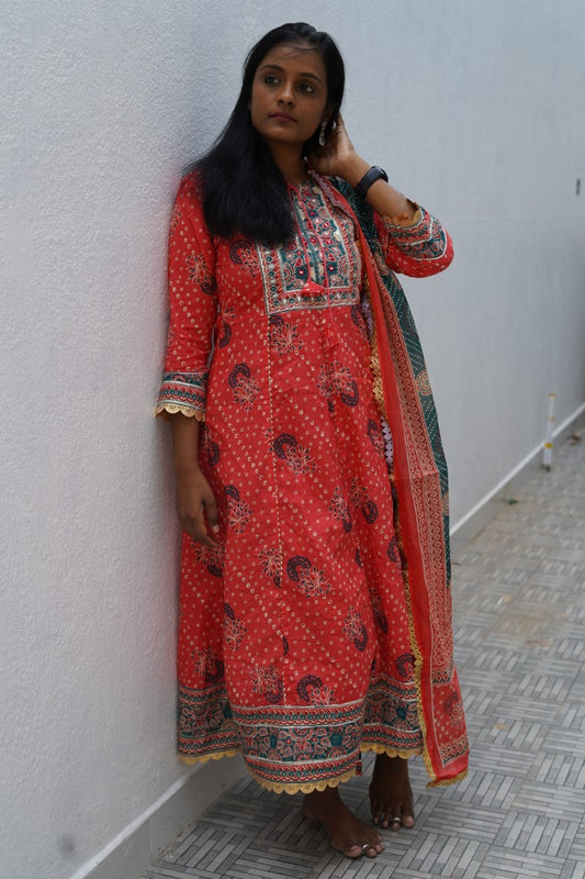Ready made Anarkali Cotton Kurti set PC5552 freeshipping - Parijat Collections