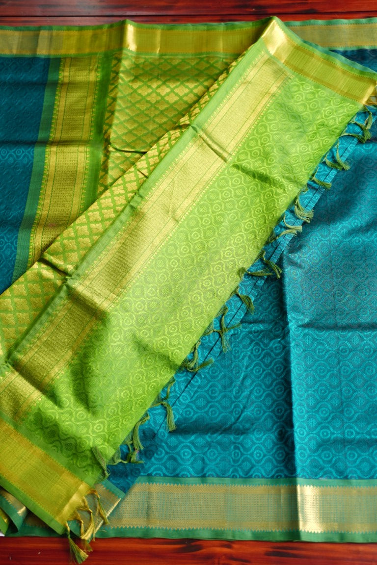 9 yards Kanchi Handloom Silk Cotton Saree PC4737 freeshipping - Parijat Collections