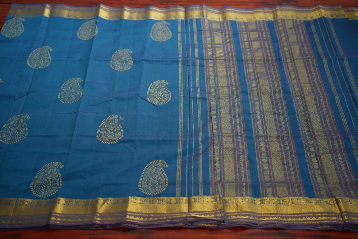 Block Printed Kanchi Silk Cotton Saree PC6338 freeshipping - Parijat Collections
