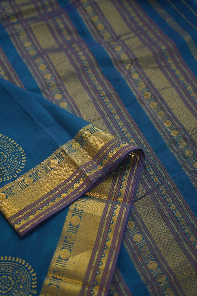 Block Printed Kanchi Silk Cotton Saree PC6338 freeshipping - Parijat Collections