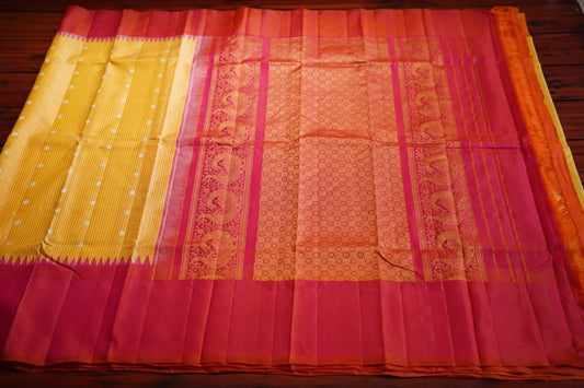 Mustard Yellow Gadwal Silk Saree  PC9432