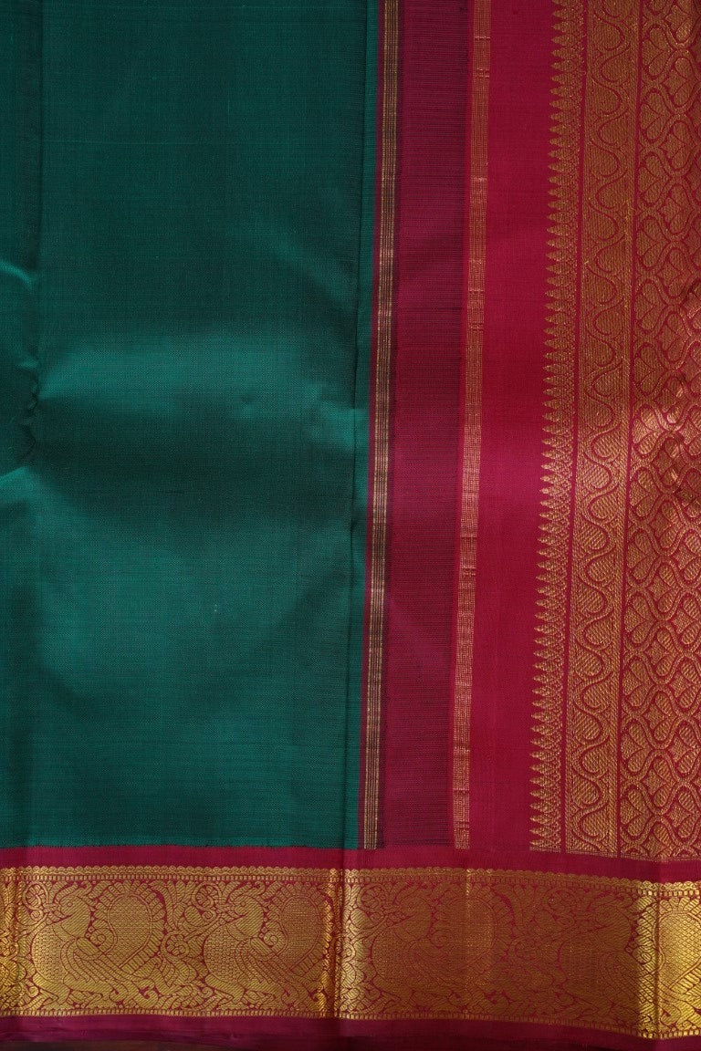 Dark green Kanchi Silk Saree with korvai border PC678-Silk Sarees-Parijat Collections