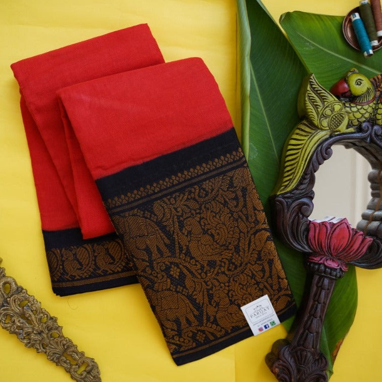 Madurai Sungadi handloom Cotton Saree with jari border PC7682
