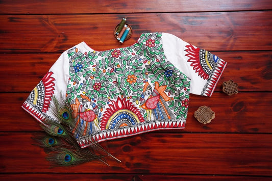 Hand Painted Madhubani Readymade handloom  cotton Blouse PC6753