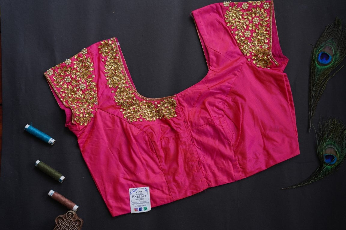 Pink Embroidery Silk Blouse PC4075