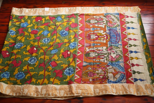 Kalamkari Hand Painted in Handloom Cotton Saree(WB) PC8574