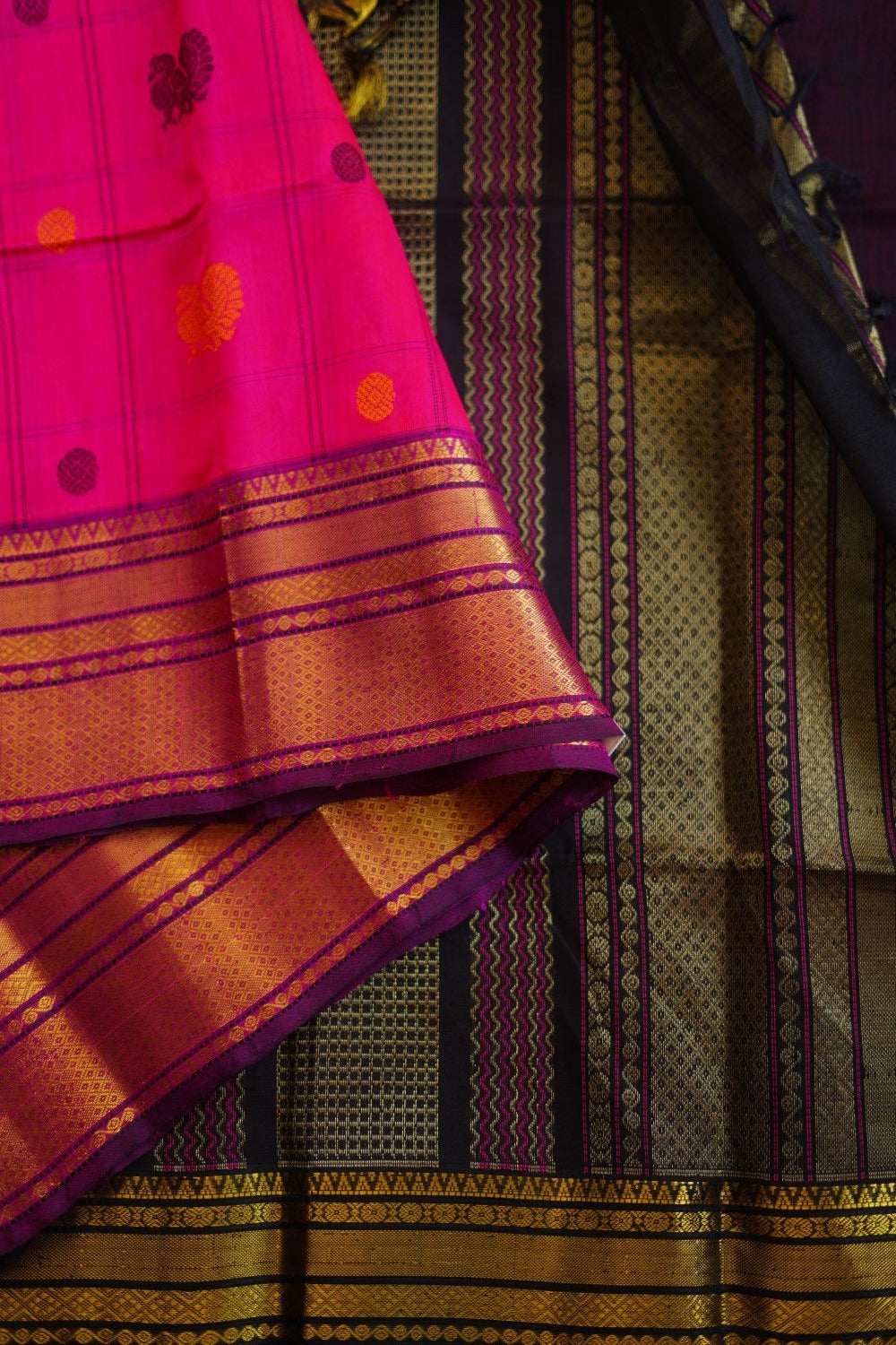 Kanchi Silk Cotton Saree With Zari Border  PC9601
