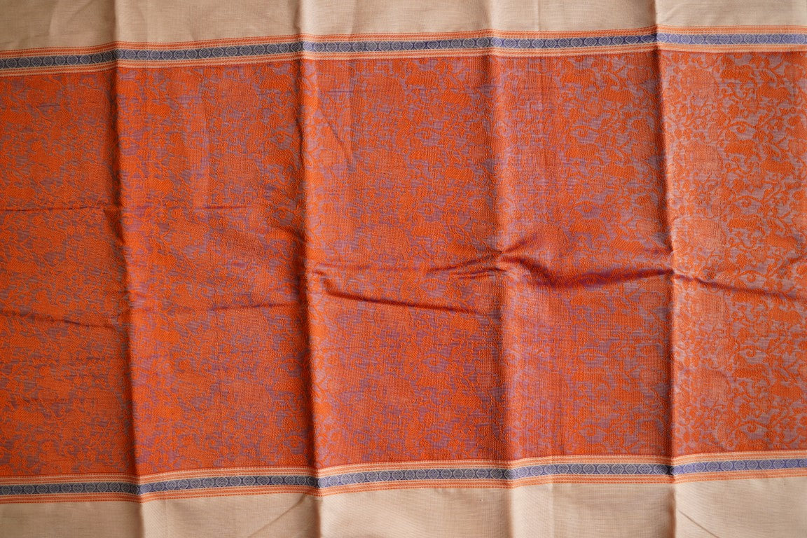 Golden Brown Mupbagam Vanasingaram Kanchi Handloom Silk Cotton Saree PC2875 freeshipping - Parijat Collections