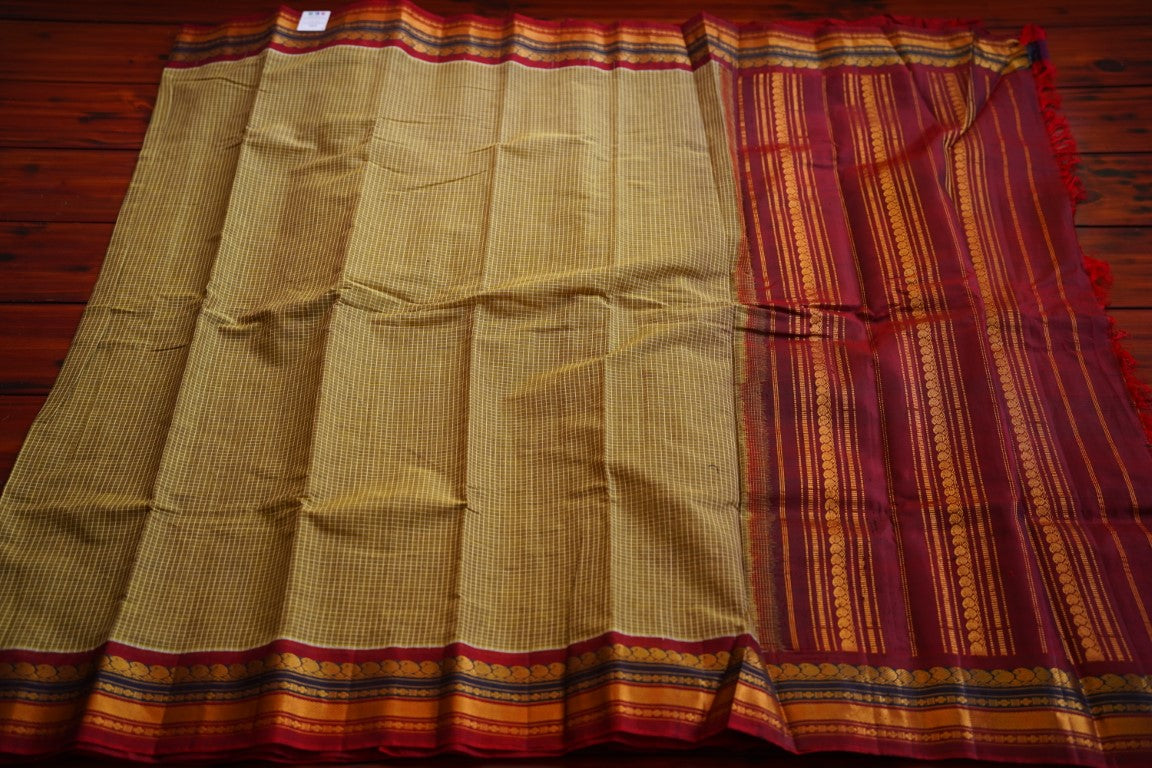 Gadwal handloom Cotton Saree Jari Silk border PC8850